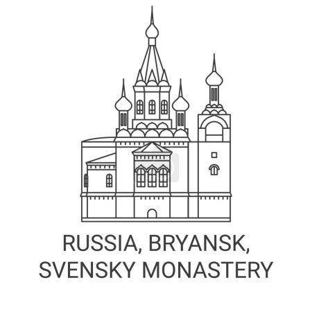 Illustration for Russia, Bryansk, Svensky Monastery travel landmark line vector illustration - Royalty Free Image