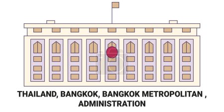Illustration for Thailand, Bangkok, Bangkok Metropolitan , Administration travel landmark line vector illustration - Royalty Free Image