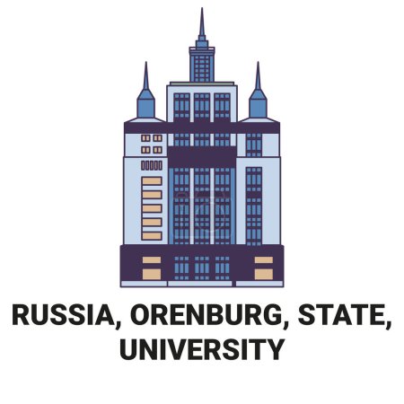 Ilustración de Rusia, Orenburg, Estado, Universidad de viaje hito línea vector ilustración - Imagen libre de derechos