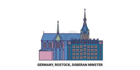 Téléchargez les illustrations : Allemagne, Rostock, Doberan Illustration vectorielle de ligne de repère de voyage du ministre - en licence libre de droit