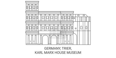 Illustrazione per Germania, Treviri, Karl Marx Casa Museo viaggi pietra miliare vettoriale illustrazione - Immagini Royalty Free