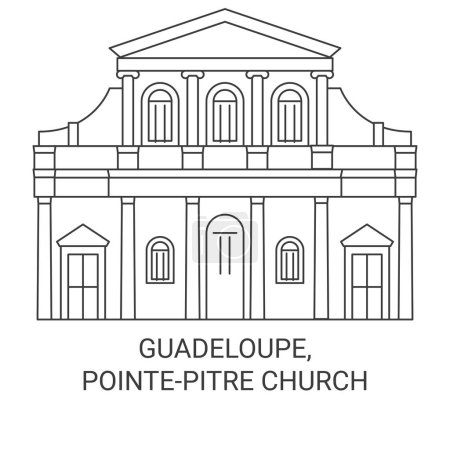 Illustration for Guadeloupe, Pointepitre Church travel landmark line vector illustration - Royalty Free Image