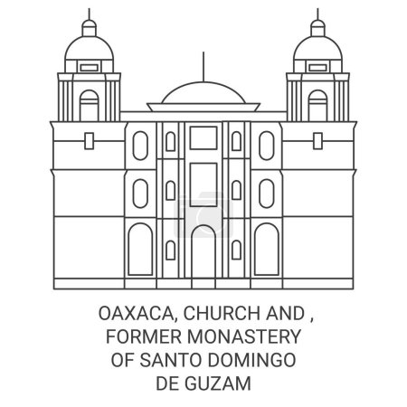 Téléchargez les illustrations : Mexique, Oaxaca, Eglise Et, Ancien Monastère De Santo Domingo De Guzman Voyage illustration vectorielle ligne historique - en licence libre de droit