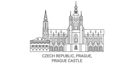 Illustration for Czech Republic, Prague, Prague Castle travel landmark line vector illustration - Royalty Free Image