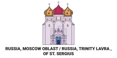 Illustration for Russia, Moscow Oblast Russia, Trinity Lavra , Of St. Sergius travel landmark line vector illustration - Royalty Free Image