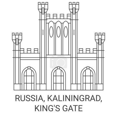 Téléchargez les illustrations : Russie, Kaliningrad, Kings Gate Voyage illustration vectorielle de ligne historique - en licence libre de droit