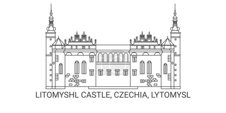 Ilustración de República Checa, Lytomysl, Litomyshl Castillo recorrido hito línea vector ilustración - Imagen libre de derechos