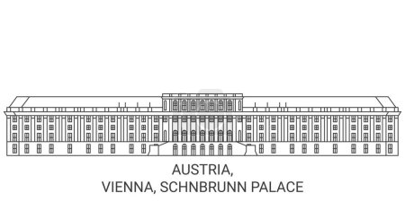 Autriche, Vienne, Schnbrunn Palace illustration vectorielle de ligne de voyage