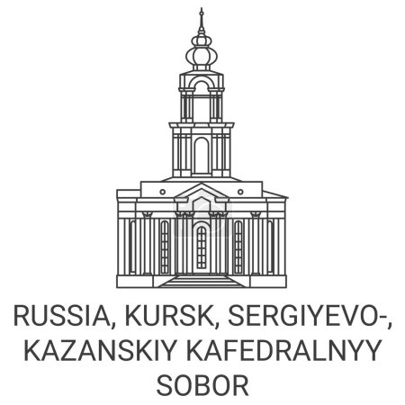 Illustration for Russia, Kursk, Sergiyevo, Kazanskiy Kafedralnyy Sobor travel landmark line vector illustration - Royalty Free Image