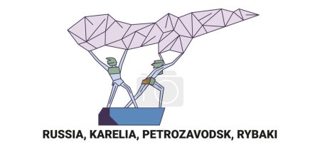 Illustration for Russia, Karelia, Petrozavodsk, Rybaki, travel landmark line vector illustration - Royalty Free Image