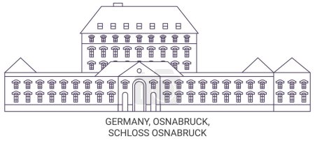 Téléchargez les illustrations : Allemagne, Osnaburuck, Schloss Illustration vectorielle de ligne de voyage Osnabruck - en licence libre de droit