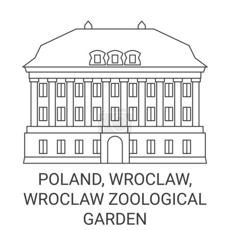Ilustración de Polonia, Wroclaw, Jardín Zoológico de Wrocaw recorrido hito línea vector ilustración - Imagen libre de derechos