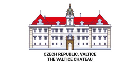 Ilustración de República Checa, Valticethe Valtice Chateau recorrido hito línea vector ilustración - Imagen libre de derechos