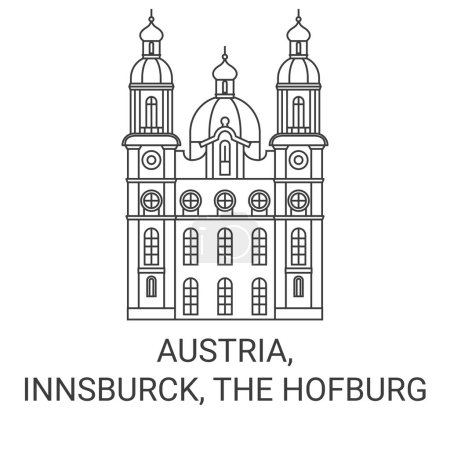 Illustration for Austria, Innsburck, The Hofburg travel landmark line vector illustration - Royalty Free Image