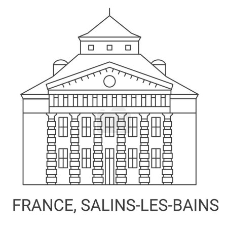 Ilustración de Francia, Salinslesbains recorrido hito línea vector ilustración - Imagen libre de derechos