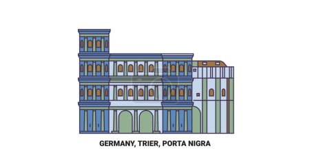 Illustration for Germany, Trier, Porta Nigra travel landmark line vector illustration - Royalty Free Image