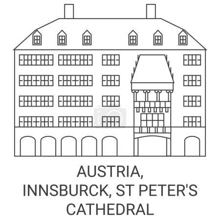 Illustration for Austria, Innsburck, St Peters Cathedral travel landmark line vector illustration - Royalty Free Image