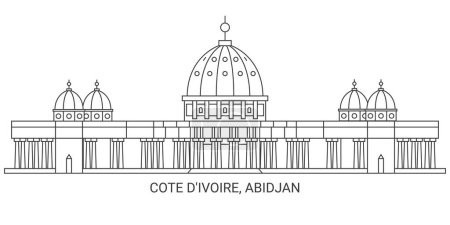 Ilustración de Cote Divoire, Abiyán viaje hito línea vector ilustración - Imagen libre de derechos