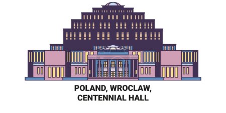 Poland, Wroclaw, Centennial Hall travel landmark line vector illustration