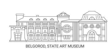 Téléchargez les illustrations : Serbie, Belgorod, Musée national d'art illustration vectorielle de ligne de voyage - en licence libre de droit