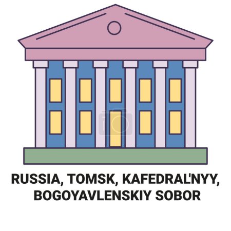 Ilustración de Rusia, Tomsk, Kafedralnyy, Bogoyavlenskiy Sobor viaje hito línea vector ilustración - Imagen libre de derechos