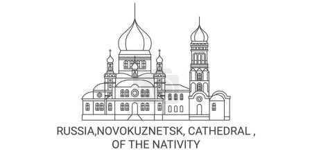Illustration for Russia,Novokuznetsk, Cathedral , Of The Nativity travel landmark line vector illustration - Royalty Free Image