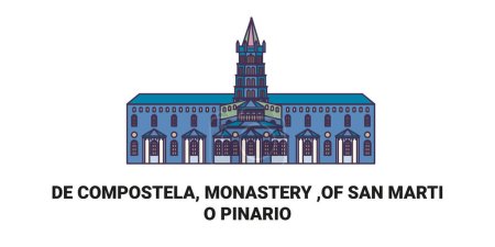 Illustration for Chile, De Compostela, Monastery , Of San Martio Pinario travel landmark line vector illustration - Royalty Free Image