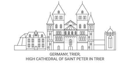 Illustration for Germany, Trier, High Cathedral Of Saint Peter In Trier travel landmark line vector illustration - Royalty Free Image