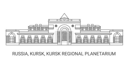 Illustration for Russia, Kursk, Kursk Regional Planetarium, travel landmark line vector illustration - Royalty Free Image