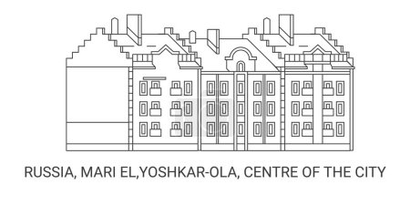 Illustration for Russia, Mari El,Yoshkarola, Centre Of The City, travel landmark line vector illustration - Royalty Free Image