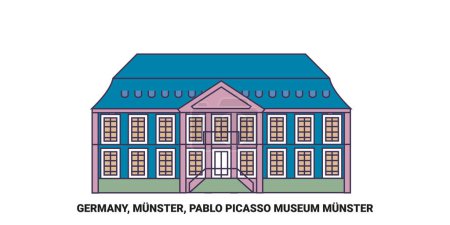 Illustration for Germany, Munster, Pablo Picasso Museum Munster travel landmark line vector illustration - Royalty Free Image