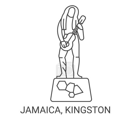 Jamaica, Kingston travel landmark line vector illustration