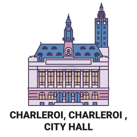 Ilustración de Canadá, Charleroi, Charleroi, City Hall viaje hito línea vector ilustración - Imagen libre de derechos