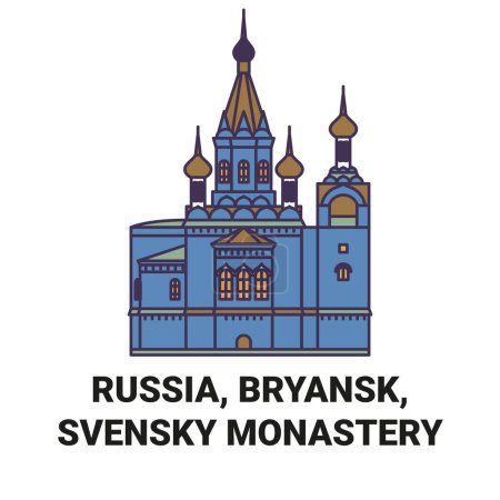 Illustration for Russia, Bryansk, Svensky Monastery travel landmark line vector illustration - Royalty Free Image