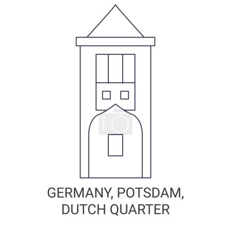 Téléchargez les illustrations : Allemagne, Potsdam, Pays-Bas Illustration vectorielle de ligne de voyage du quartier - en licence libre de droit