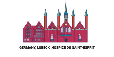 Illustration for Germany, Lubeck ,Hospice Du Saintesprit, travel landmark line vector illustration - Royalty Free Image