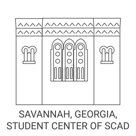Ilustración de Estados Unidos, Savannah, Georgia, Centro de estudiantes de viaje Scad hito línea vector ilustración - Imagen libre de derechos