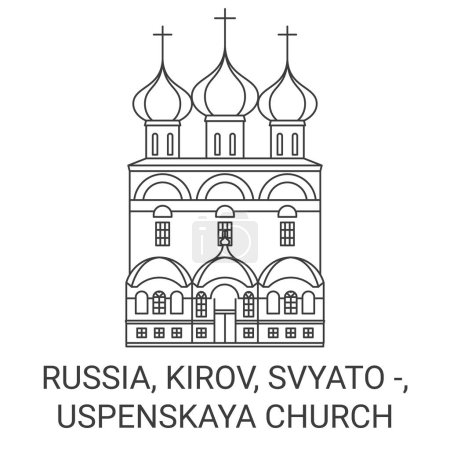 Téléchargez les illustrations : Russie, Kirov, Svyato, Uspenskaya Eglise Voyage illustration vectorielle ligne historique - en licence libre de droit