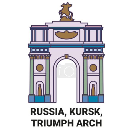Illustration for Russia, Kursk, Triumph Arch travel landmark line vector illustration - Royalty Free Image