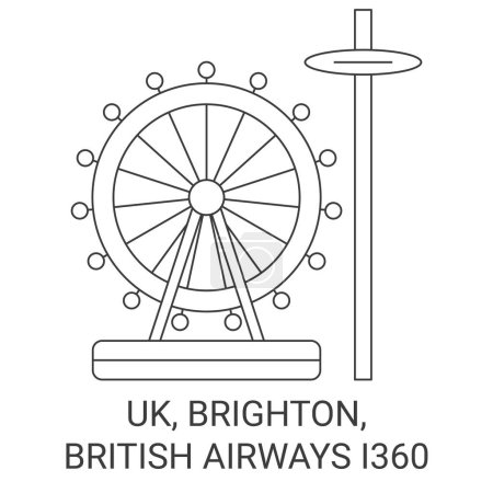 Illustration for England, Brighton, British Airways I0 travel landmark line vector illustration - Royalty Free Image