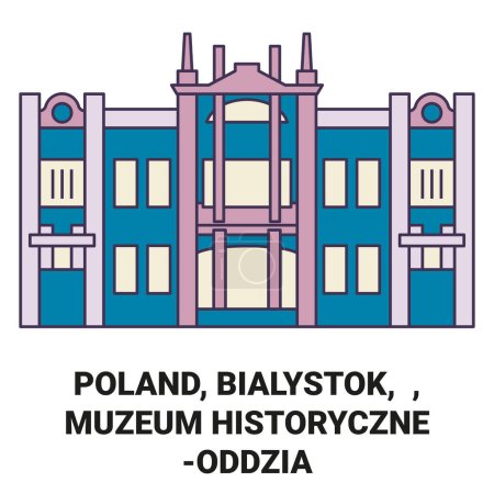 Illustration for Poland, Bialystok, Muzeum Historyczne Oddzia Muzeum Podlaskiego travel landmark line vector illustration - Royalty Free Image