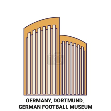 Illustration for Germany, Dortmund, German Football Museum travel landmark line vector illustration - Royalty Free Image