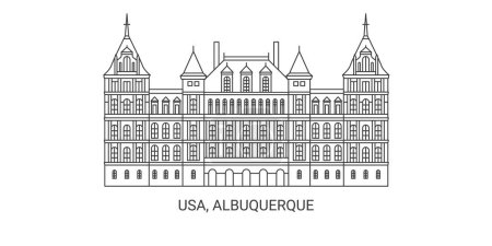 Ilustración de EE.UU., Albuquerque, ilustración de vector de línea hito de viaje - Imagen libre de derechos
