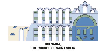 Téléchargez les illustrations : Bulgarie, L'église de Sainte Sofia Voyage illustration vectorielle ligne historique - en licence libre de droit