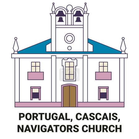Illustration for Portugal, Cascais, Navigators Church travel landmark line vector illustration - Royalty Free Image