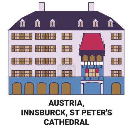 Ilustración de Austria, Innsburck, St Peters Catedral de viaje hito línea vector ilustración - Imagen libre de derechos