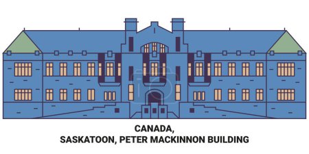 Ilustración de Canadá, Saskatoon, Peter Mackinnon Construcción de viaje hito línea vector ilustración - Imagen libre de derechos