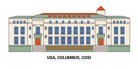 Ilustración de EE.UU., Colón, Cosi, línea de referencia de viaje vector ilustración - Imagen libre de derechos