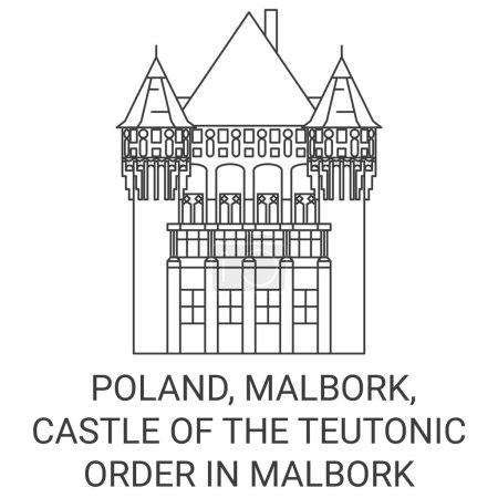 Téléchargez les illustrations : Pologne, Malbork, Château De L'ordre Teutonique Illustration vectorielle de ligne de voyage de Malbork - en licence libre de droit