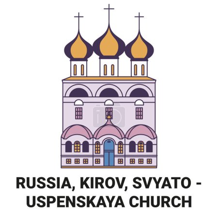 Illustration for Russia, Kirov, Svyato , Uspenskaya Church travel landmark line vector illustration - Royalty Free Image